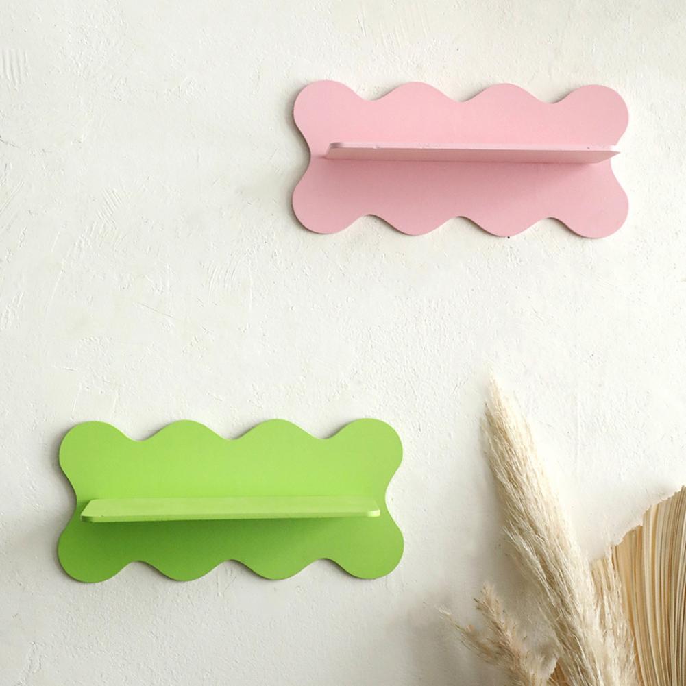 Floating Wall Shelf Wooden Wall Mounted Shelf Wave Edge Display Shelf Storage Organizer for Home Decor