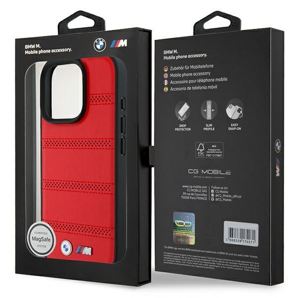 Bmw Bmhmp16L23Puspr Iphone 16 Pro 6.3 Czerwony/Red Hardcase M Perforated And Stitched Line Magsafe