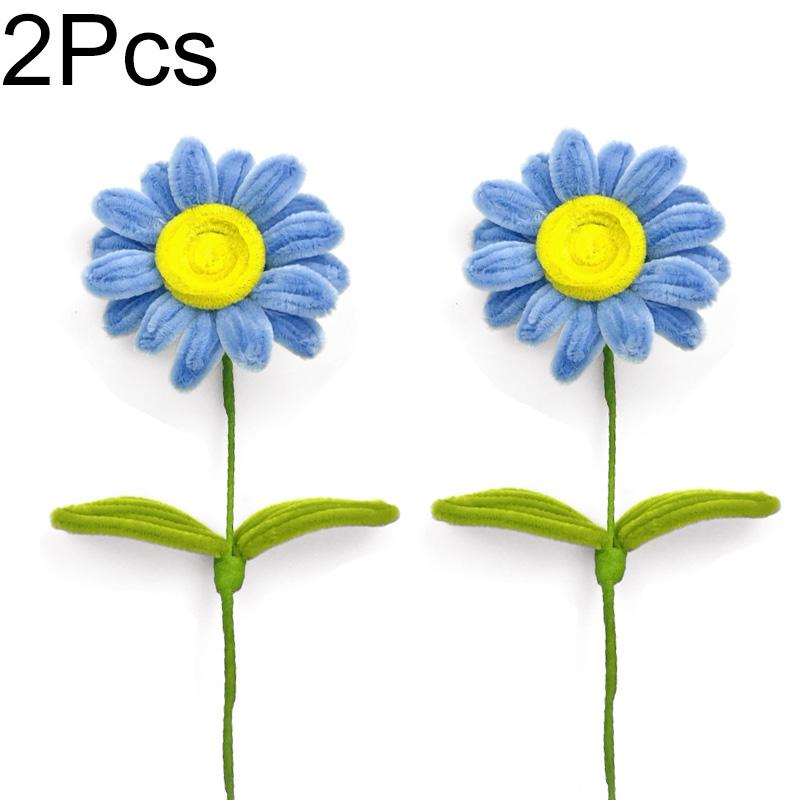 2Pcs Pipe Cleaner 35CM Artificial Flowers Home Decor Finished Flowers Handmade African Sunflower Bouquet Woven Flower
