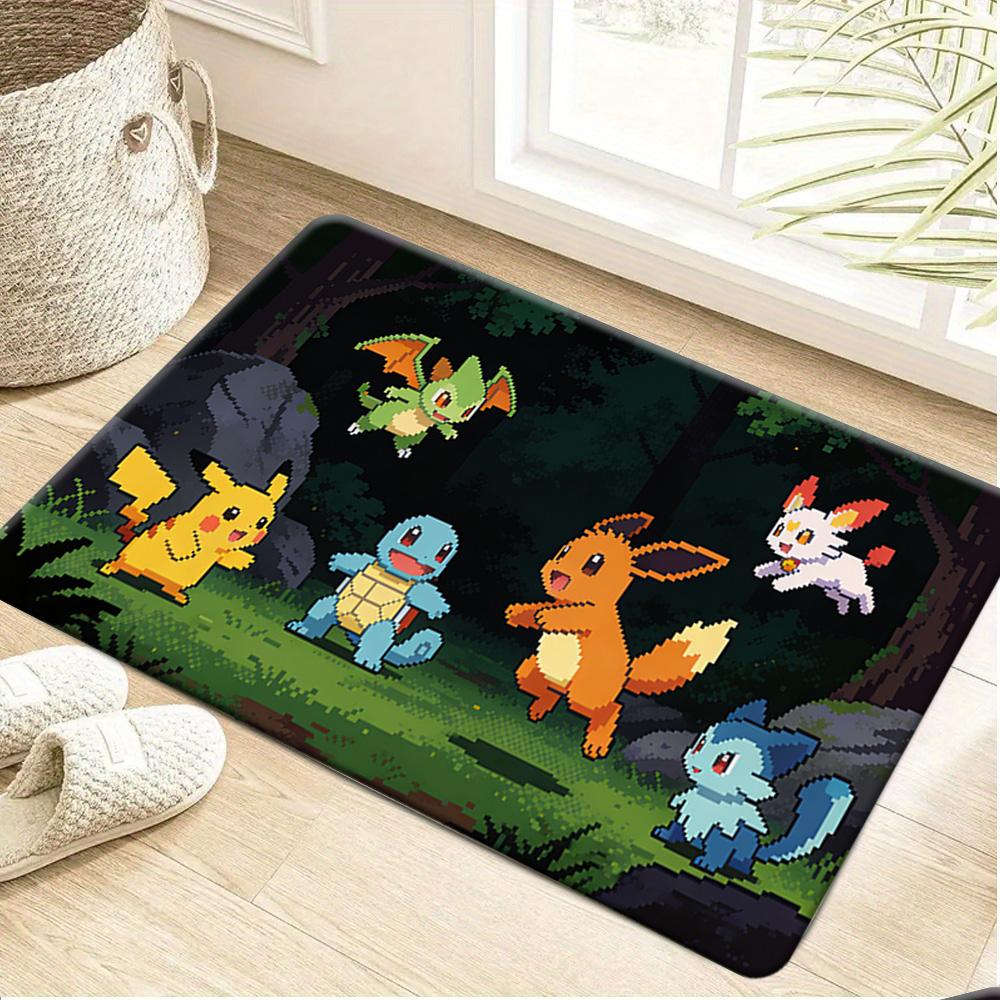 

Bohemian Floral Pokemon Characters Print Non-slip Doormat, Soft Absorbent Floor Rug for Home Decor 40cm x 60cm