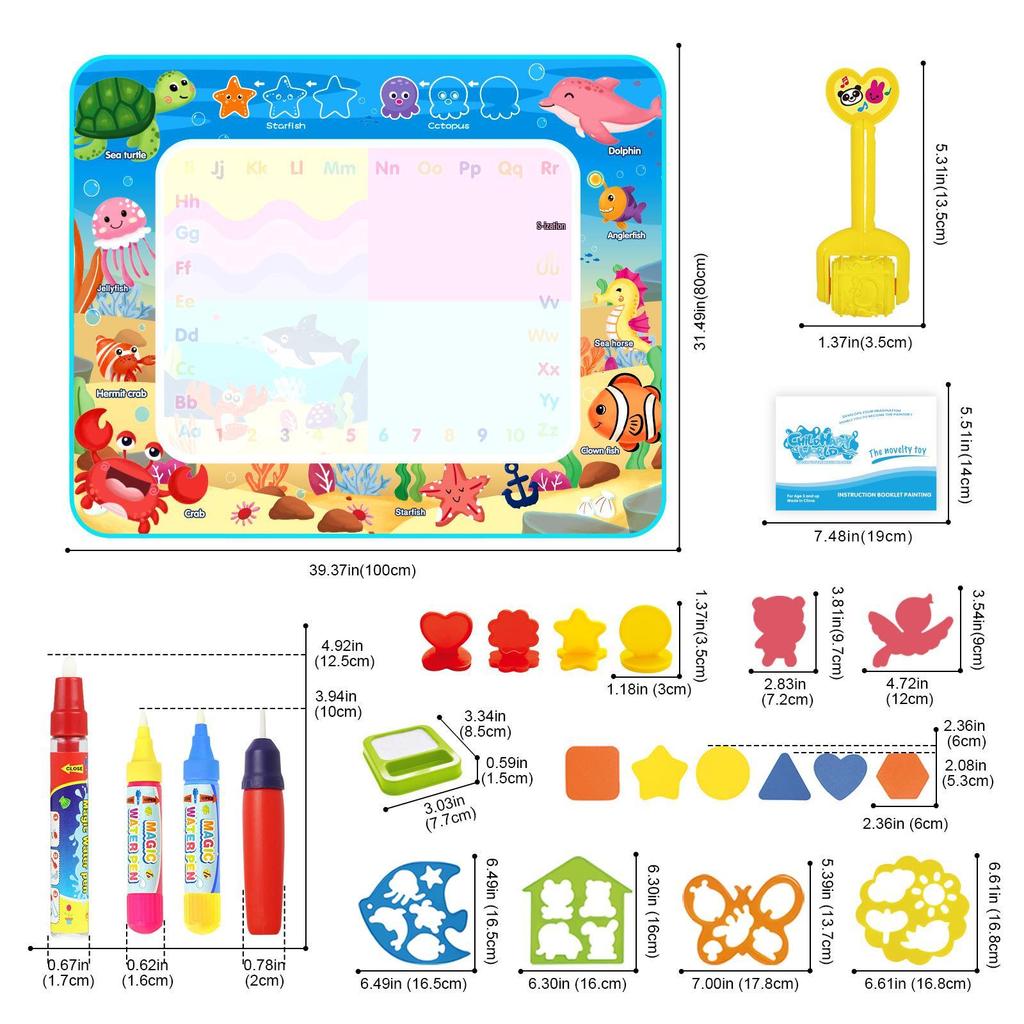 Children's Water Painting Canvas, Clear Doodle Mat, Early Education Toy, Multiple Styles