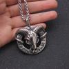 Norse Mythology Men Stainless Steel Nordic Viking Amulet Thor Goat Valknut Pendant Necklace Viking Goat Head Stainless Steel