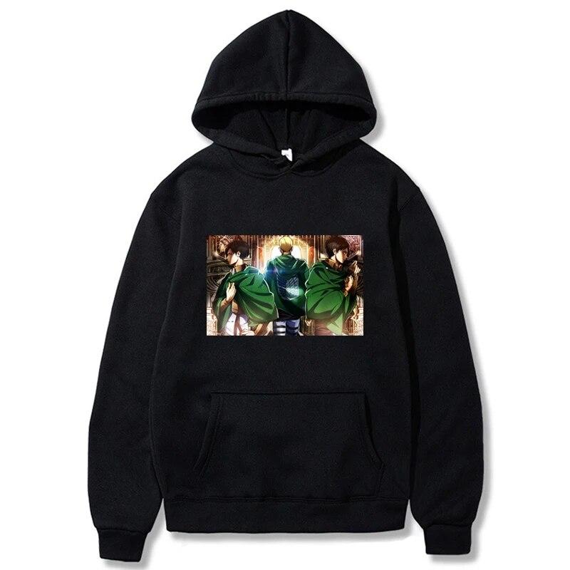 Модная аниме унисекс толстовка с капюшоном «Атака на Титанов» унисексга с капюшоном Levi мультфильм толстовка с рисунком Harajuku женские пуловеры с капюшоном унисекс L