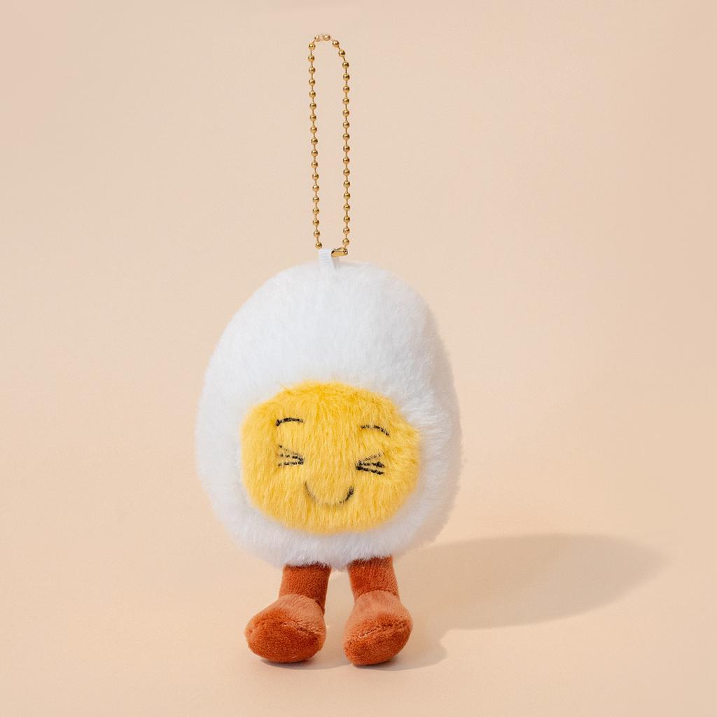 Cute Creative Plush Food Hanging Ornament Pancake Egg Noodles Burger Croissant Keychain Short Plush Toy Cartoon Style