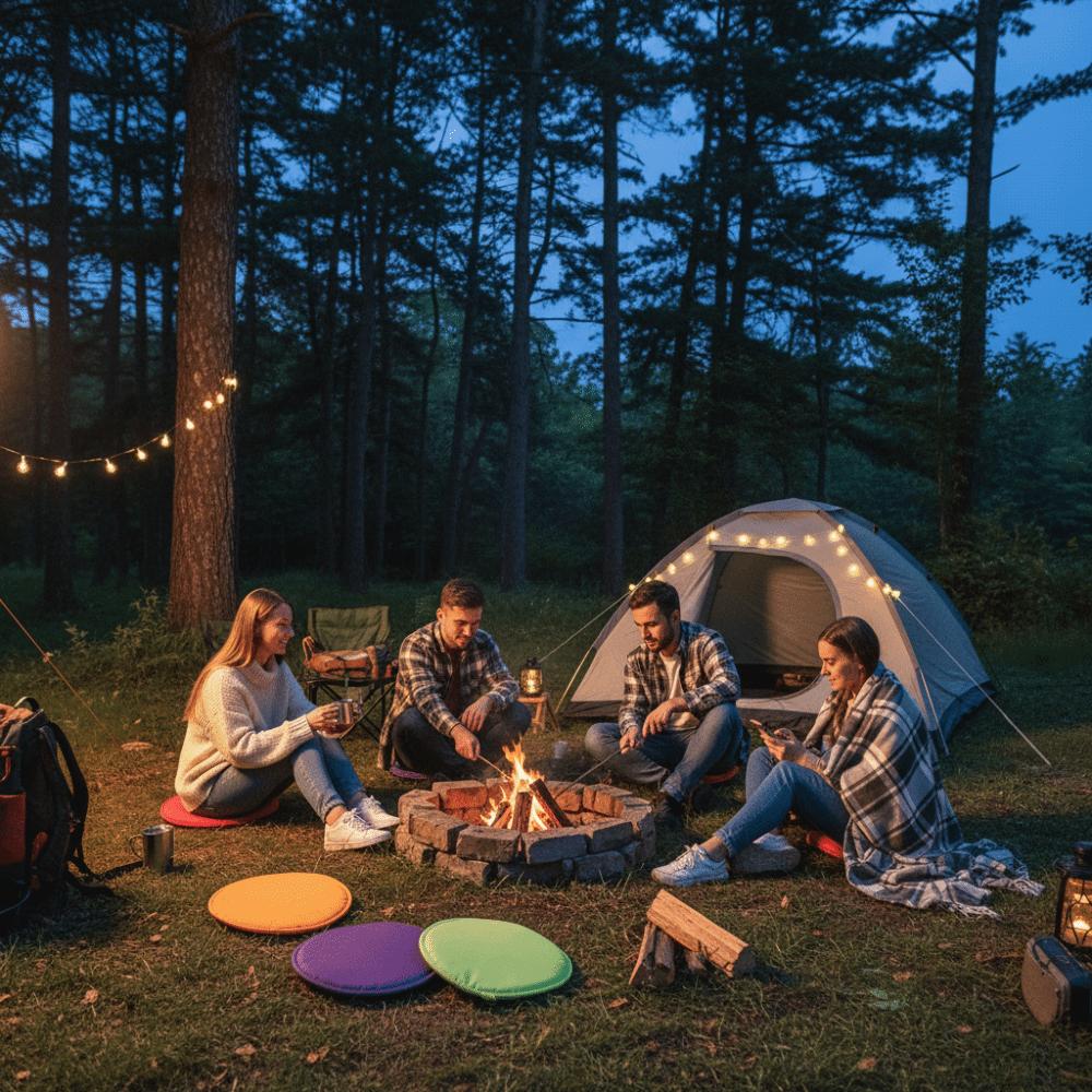 Candy Color Seat Cushion Simple Fabric Sponge Cushion Round Chair Cushion  Outdoor Picnic