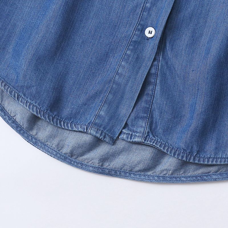 Lyocell Denim Shirt Autumn New Women's Clothes Minimalist Casual Lapel Single Breasted Slimming Long Sleeves Shirt 32318