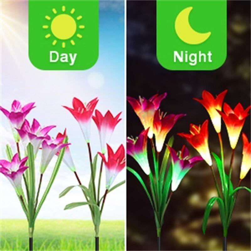 1Pc  Solar Lily Ground Mounted Lamp Best Choice for Solar Flowers Outdoor Waterproof Utdoor Solar Lights Garden Lights
