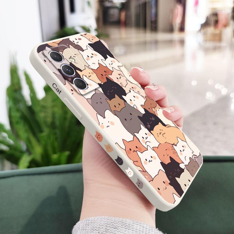 

Stacking Cat Phone Case For Samsung Galaxy A37 A57 Liquid Silicone Cover Samsung A57