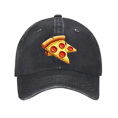 Pizza Slice Graphic Baseball Cap Adjustable Polyester Casual Streetwear Sun Protection Hat for Adults