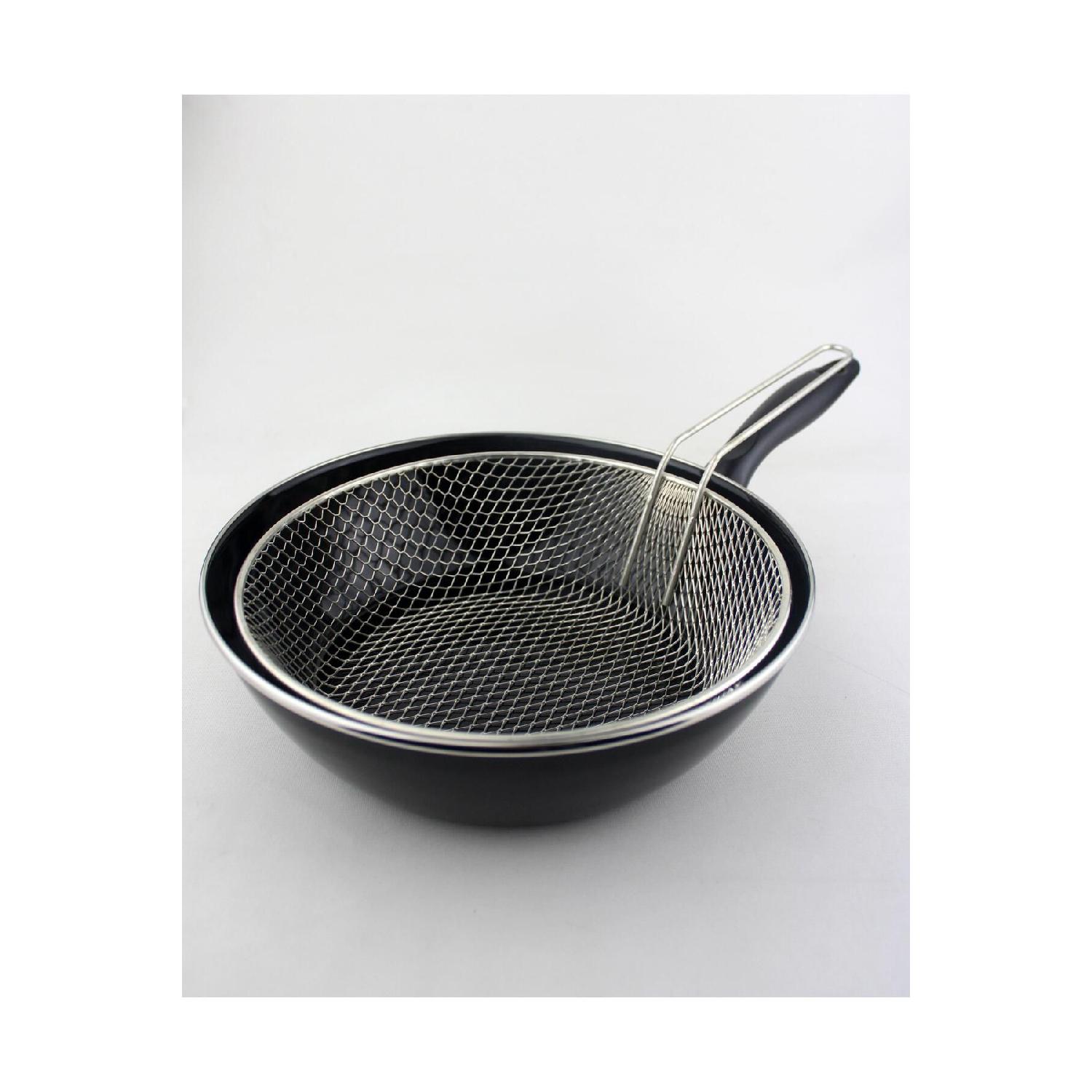 

Single Stem Thick Enamel Large Frying Pan Wok Pan Fritz 26 Cm чорний