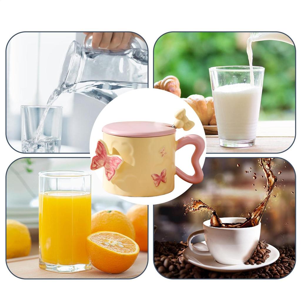 Butterfly Cups For Women 350ml Ceramic Pretty Coffee Cups Decorative Drinkware Tableware With Handle Lid Beautiful Design For