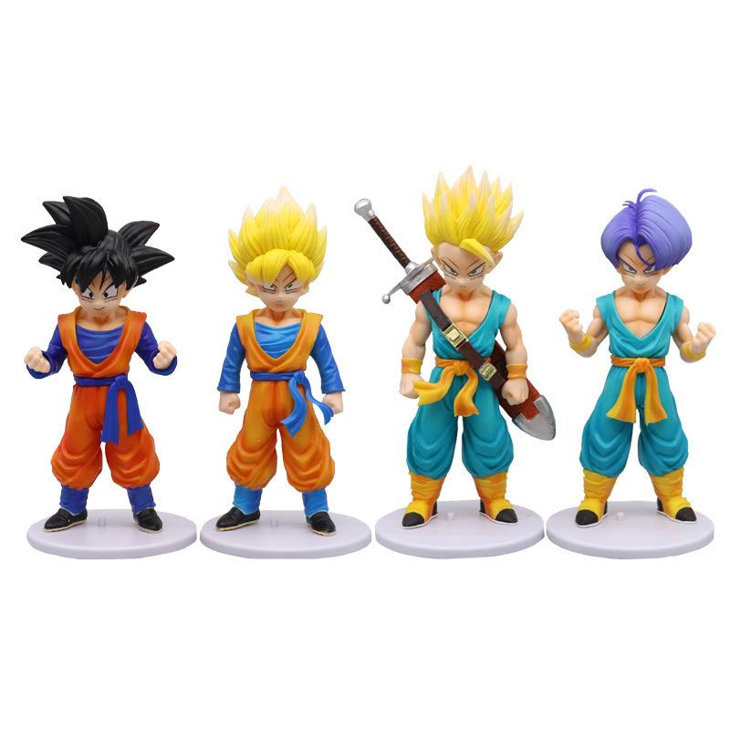 

4 шт. Аниме Dragon Ball Молодой Сон Гоку Сон Гохан Транкс Готенкс Набор стоячих фигурок Игрушка Подарок Коллекция Фигурка Действия ПВХ No box