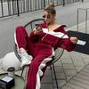 Fashion European and American suits Casual sports suits Zipper cardigan trousers Two-piece suit Women