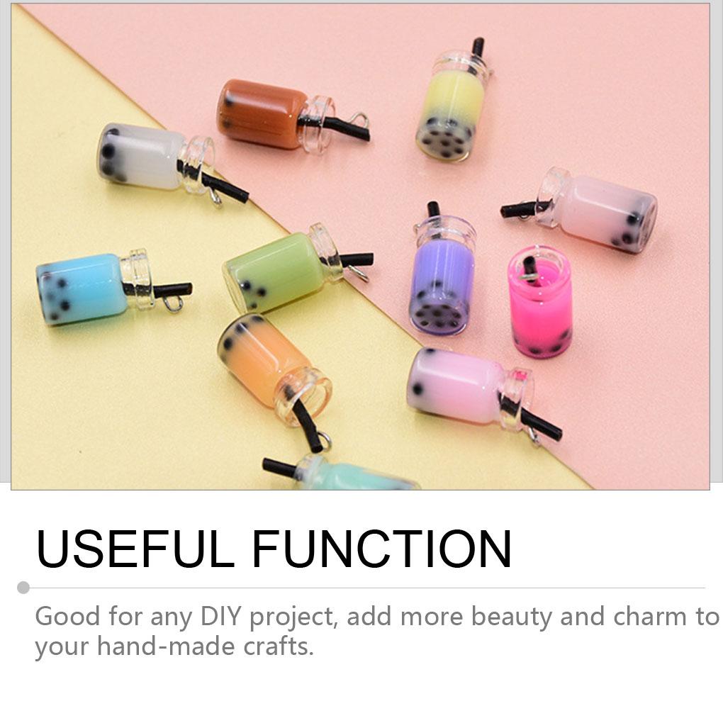 Milk Tea Bag Decoration Resin Drinks Pendants Hand-made Party Jewelry Accessories Necklace Chain Mobile Material