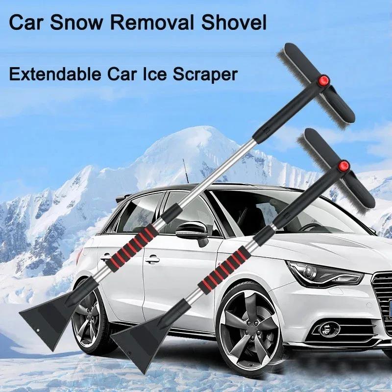 Extendable & Detachable Snow Shovel Ice Scraper - All-in-One Windshield Cleaning Tool with Brush for Winter Car Maintenance