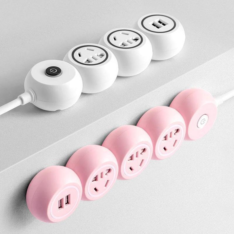 Usb Power Strip, Multi-Hole And Multi-Port Plug, Student Dormitory Home Pink Cute Socket With Cable Power Strip Power Converter