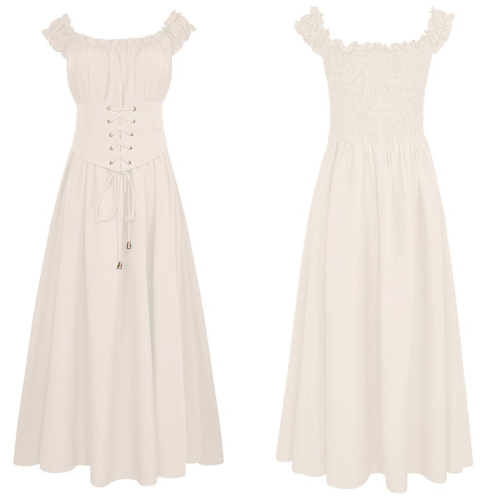 Women's Renaissance Medieval Dress, Off-the-Shoulder Corset Maxi Dress for Halloween Party & Cosplay
