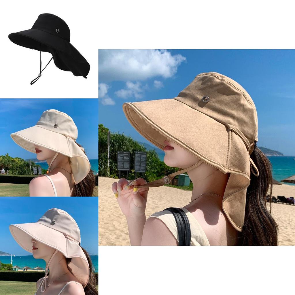 Summer Wide Brim Fisherman Hat With Ponytail Hole For Outdoor Sun Protection