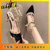2025 popular high heels women's versatile willow nails single shoes pointed head thick heel bag head sandals thin heel small single shoes women