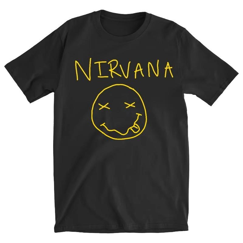 

Classic Nirvana Band Retro T-Shirt Unisex s Women s Short Sleeve Summer Punk Style Pure Color Loose Fit Casual Breathable T-Shirt 3XL