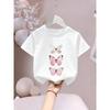 European Sizes 'Pink Butterfly' Letter/Cartoon Print, Girls' Clothing Short Sleeve T-Shirt And Suitable for Spring/Summer Season Wear Breathable