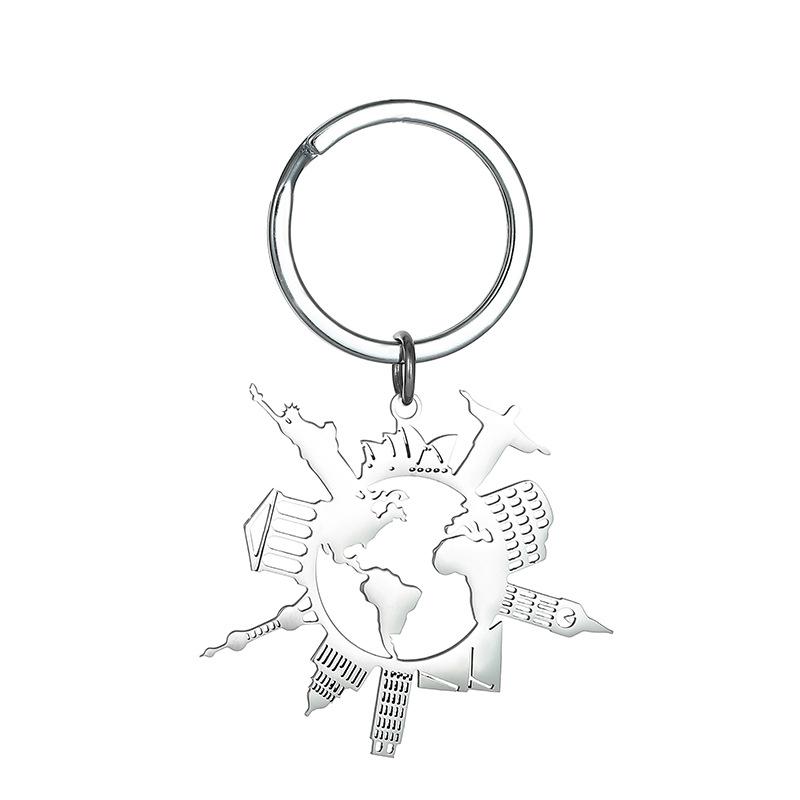 Building Animal Stainless Steel Keychain Modern Minimalist Style Fashion Couple Pendant Practical Daily Bag Charm