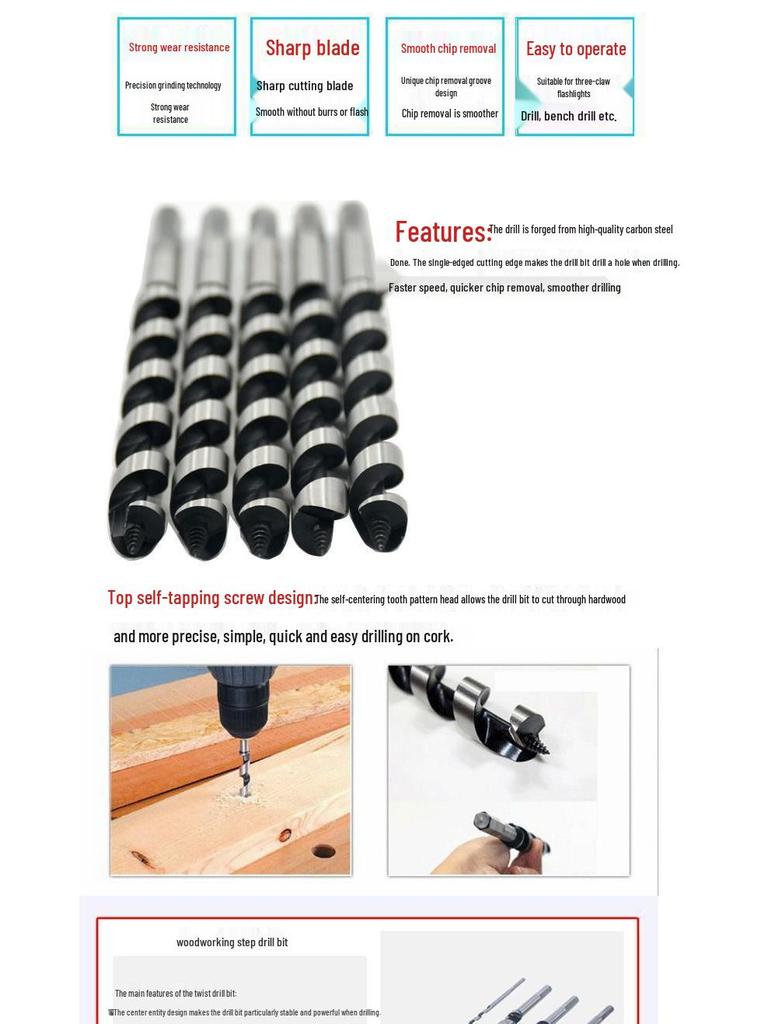 Extended Hex Shank Forstner Drill Bit for Woodworking - Door & Panel Hole Opener