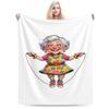 A Cheerful Old Lady Jumps Rope Custom Warm Party An UltraSoft Micro Fleece Blanket