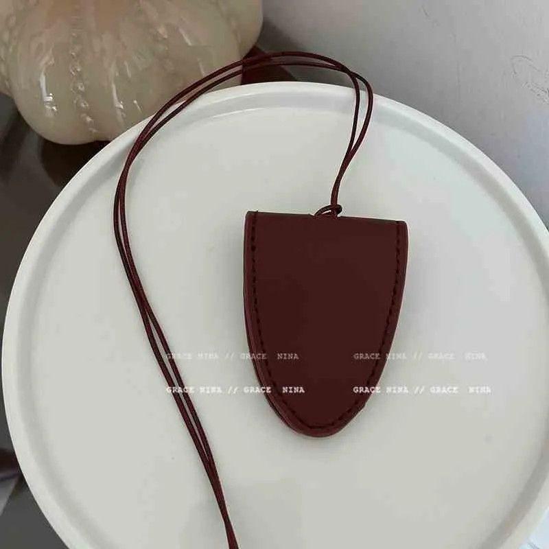 Neck magnetic leather glasses bag Neck card bag Unisex portable long chain key bag Sunglasses storage bag