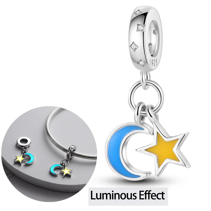 Twelve Constellations Star Sign Copper Vintage Zodiac Beads Fluorescent Charms Fit Original Bracelet