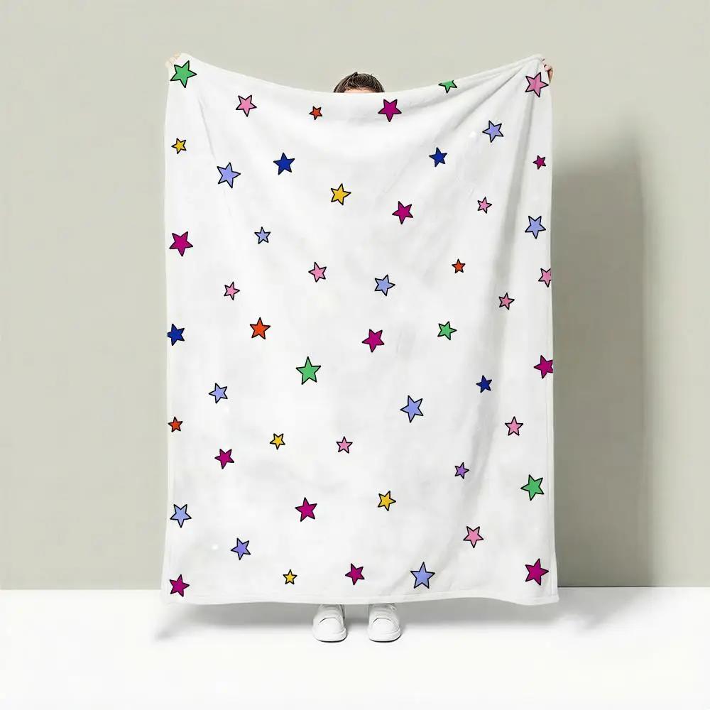 Tiny Kid Motif Set Throw Lightweight 240G Flannel Blanket Soft Skin-Friendly For Summer Cooling