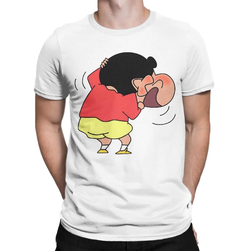 Kawaii Crayon Shinchan Blushing Tshirts Unisex Round Neck Short Sleeve Top Tee Cotton Summer Clothing