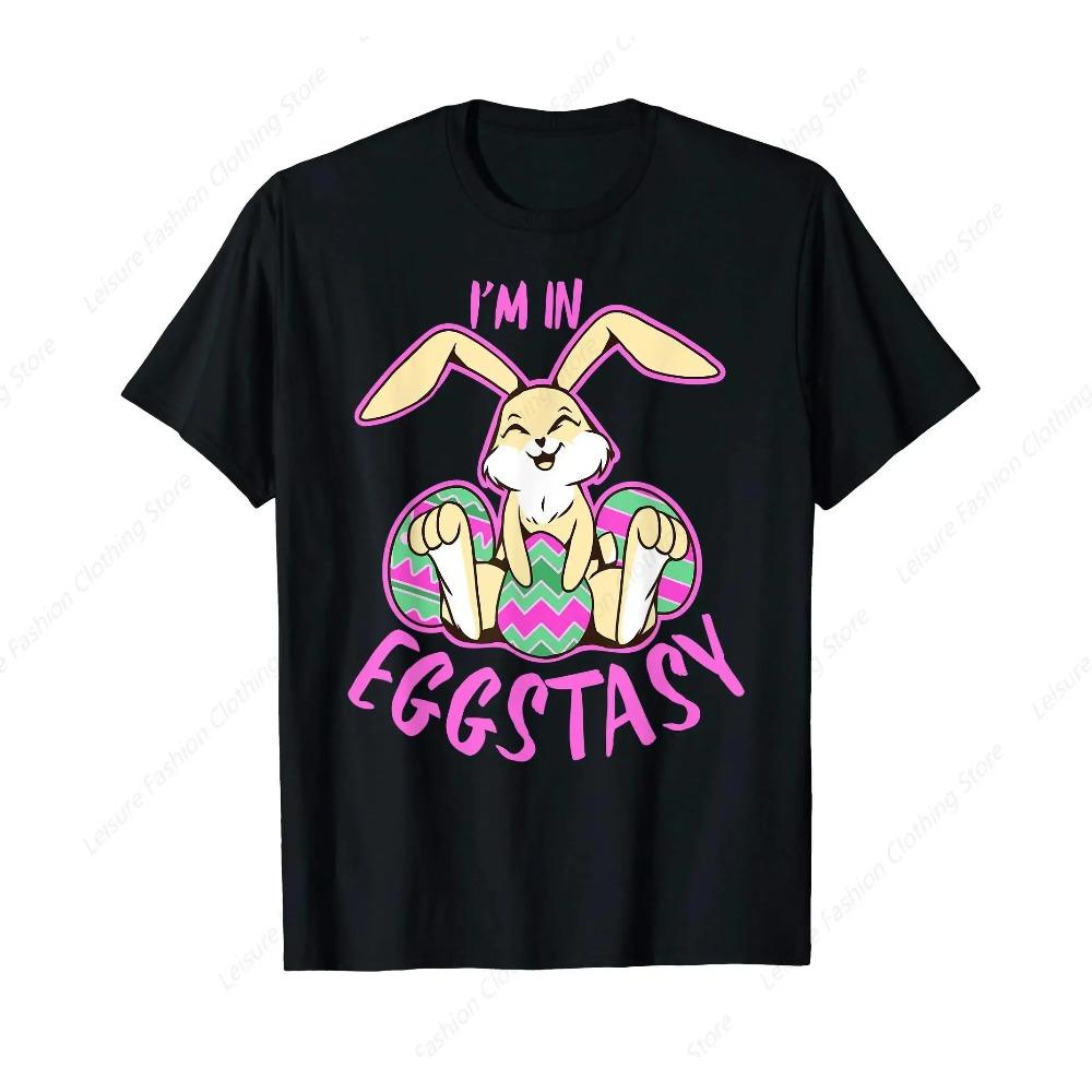 

Eggstatic Easter Bunny Rabbit In Eggstasy Eggs T-Shirt Summer Men Women s Tee Unisex Clothing XXXXXL чёрный