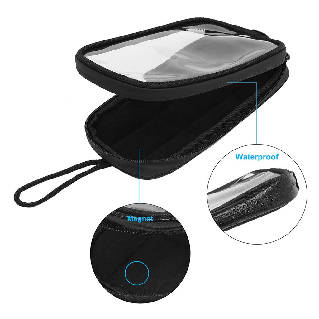 uxcell Motorcycle Magnetic Headphones, PU Leather, Storage, Waterproof, Dustproof, Convenient, Motorbike Saddlebag