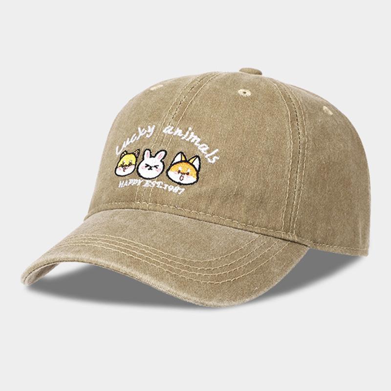 

Мультяшная бейсболка с вышивкой кролика и изогнутым козырьком, дышащая кепка тракера для повседневных мероприятий на открытом воздухе