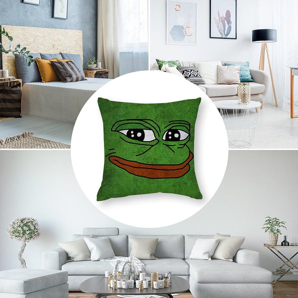 Sad P-Pepe Frog Pillow Gift Pillow Case Short Plush Sofa Decorative Gift Home Double-sided Printing Cushion