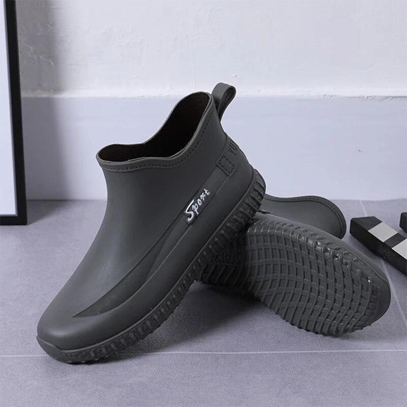 Mode kurze Regenstiefel Herren rutschfeste wasserdichte Küche Gummischuhe Autowäsche verschleißfeste Wasserschuhe