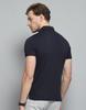 Monte Carlo Mens Printed Navy Blue Collar Neck Half Sleeve T-Shirt