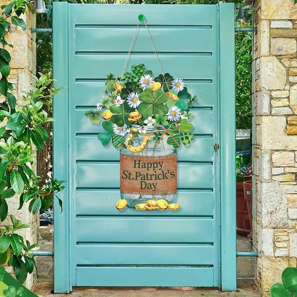 St. Patrick's Day Decorated Door Sign Hanging Decorations Irish Day Outdoor Porch Layout Listing