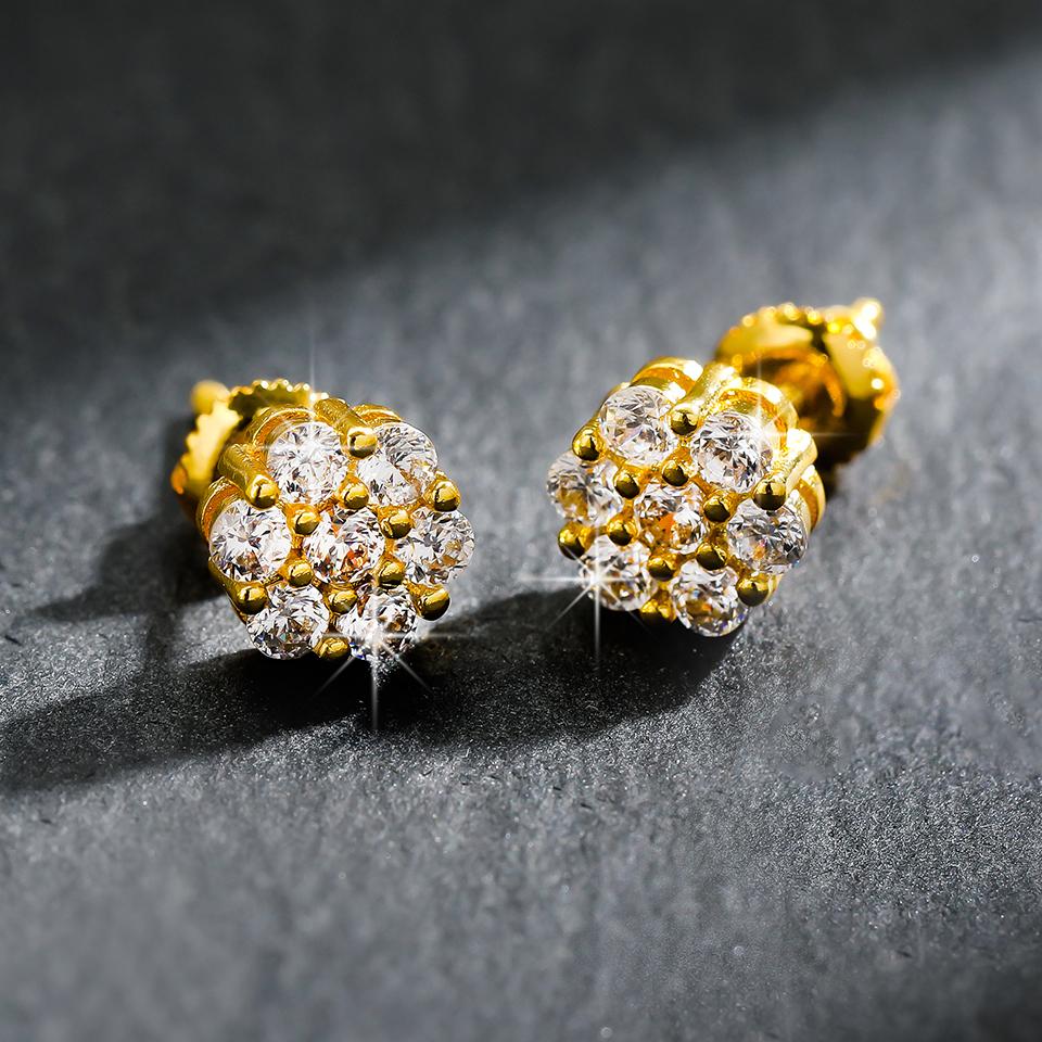 ZAKOL Exquisite Round AAA Cubic Zirconia Small Flower CZ Stud Earring Cute Shiny White Gold Color Piercing Zircon