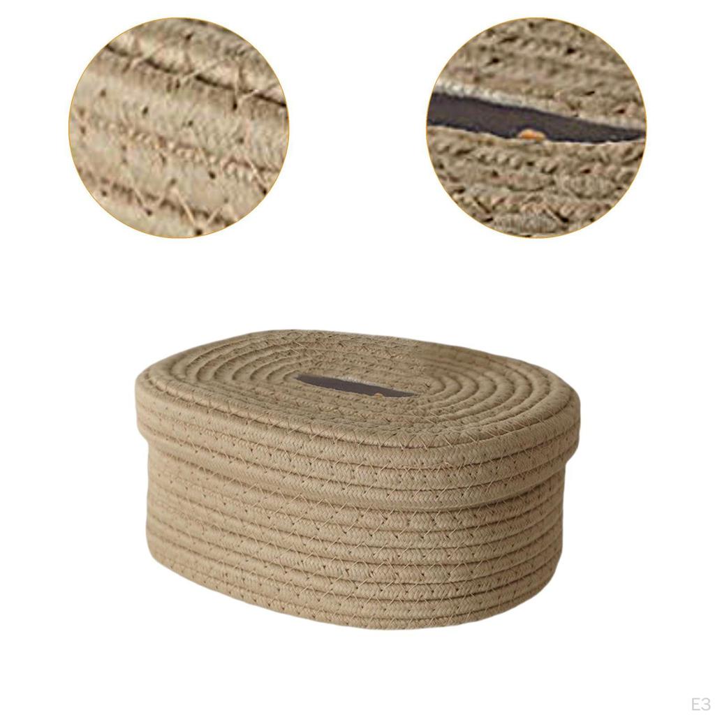 Cotton Rope Tissue Box, Holder, Decorative Case, Dispenser, Box Cover for Home,