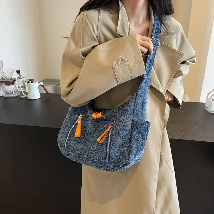 Casual Versatile Denim Zipper Women's Crossbody Bag Exquisite Retro Simple Shoulder Bags 2026 Fashi Large Capacity Tote Bag