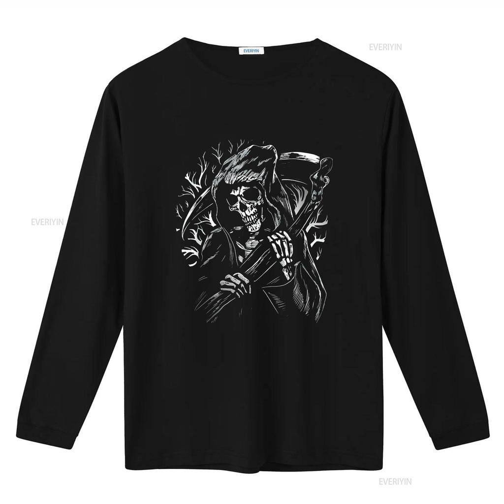 Womens T Shirt Cool Grim Reaper Black 2XL vintage Washed streetwear fashion Breathable Slightly Comfortable Casual Soft
