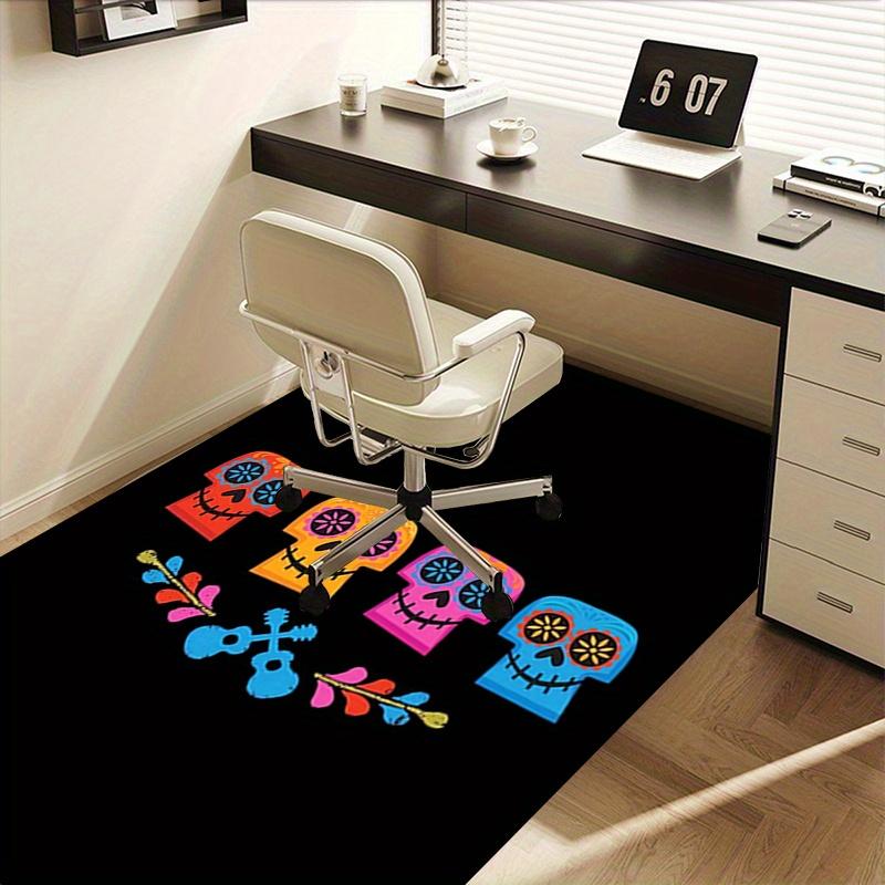 Office Rug Sugar Skulls, Day of the Dead Theme 3D Printed Anti-Slip Rug-Machine Washable for Living Room