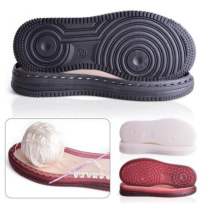 1 Pair Soft Rubber Soles Hand-woven Hook Line Soles Anti-slip Shoe Patch Durable Repair Replacement for Boot Shoes