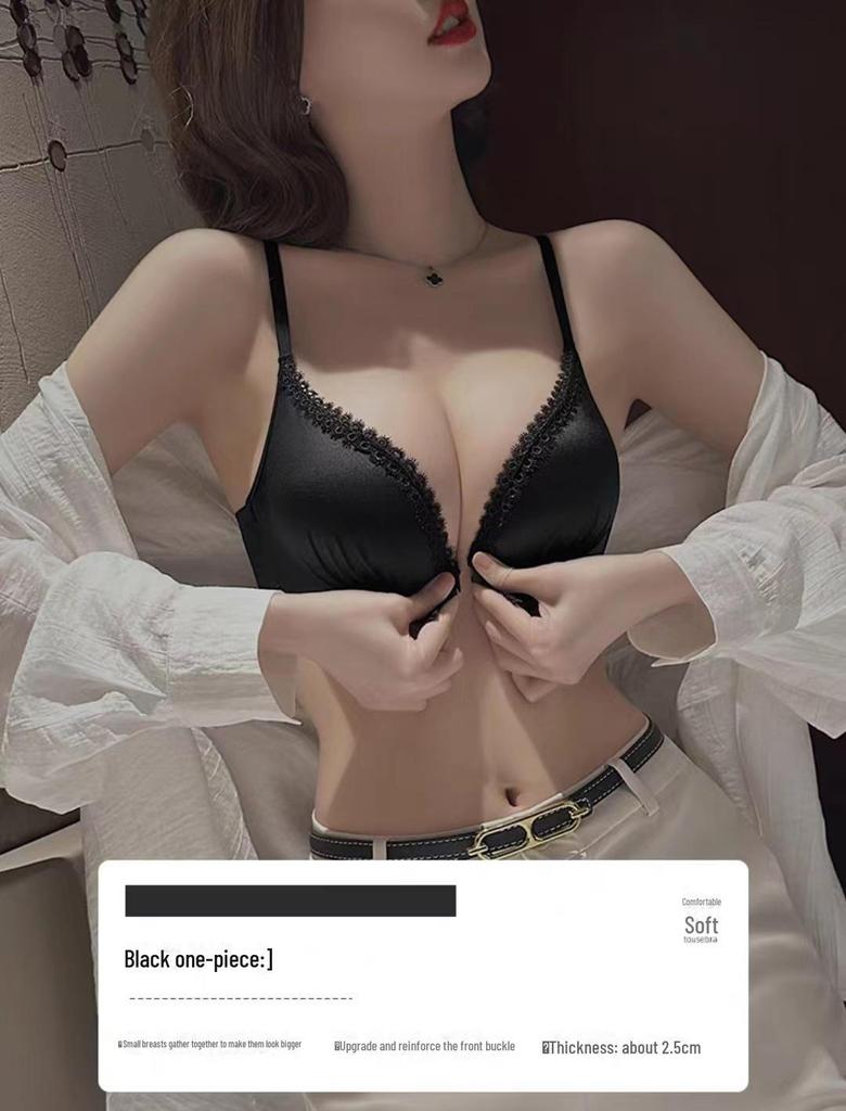 Front Buckle Bra Set for Women with Small Breasts: Lift and Enhance, No Steel Ring, Beautiful Back Design