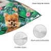 Maßgefertigter Sofakissenbezug mit nordischem Pomeranian-Motiv und Sommerblättern, Samt-Kissenbezug für Haustiere, Spitz-Kissenbezug, Schlafzimmerdekoration