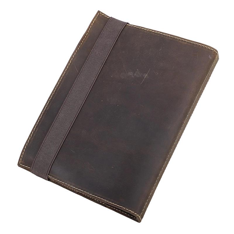 Handmade A5 Crazy Horse Leather Notebook with 6-Ring Binder & Replaceable Pages
