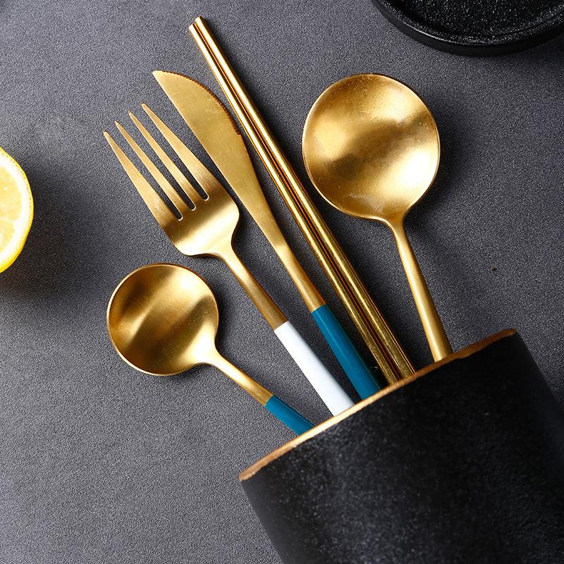 Frosted Chopstick Tube, Ceramic Black Crystal Glaze Knife, Fork And Spoon Storage Tube, Light Luxury Round Ornament, Household Storage