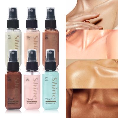Spray Illuminante Liquido Diamantato 6 Colori - Glitter a Lunga Durata Bronzer Clavicola ad Alta Lucentezza - Illuminante Liquido Scintillante per Viso e Corpo